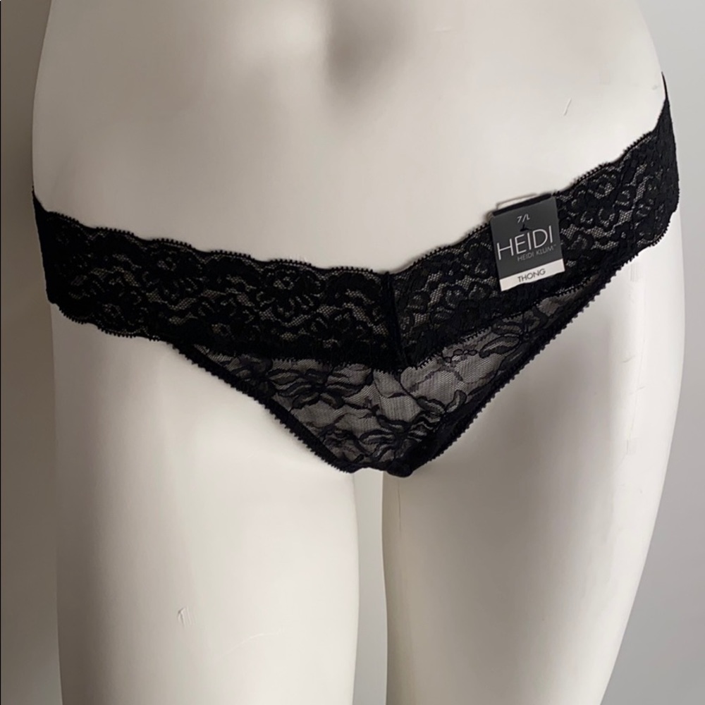 Heidi Klum black nylon lace thong panty